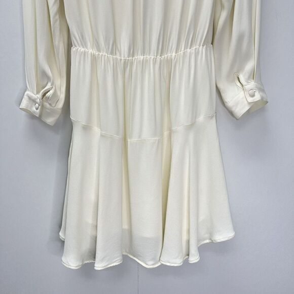 Karina Grimaldi Jack Solid Mini Dress Ivory White Long Sleeve Keyhole Size M - Picture 8 of 15